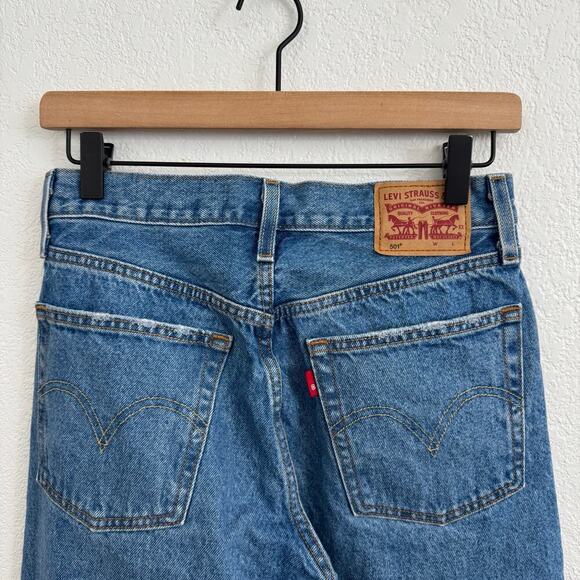 Levi's 501 Original High-Rise Straight Denim Jeans Oxnard Athens Crown Blue 25 - Picture 10 of 12